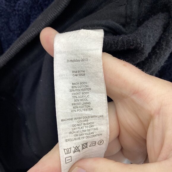 A/E Armani Exchange Men M Cable Knit Sweater Zip Jacket Blue Black Wool Blend - Picture 7 of 8